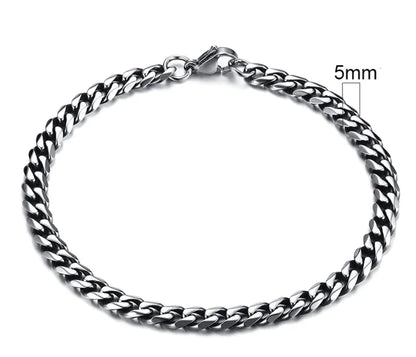 Pulsera de Cadena Cubana Chapada en Oro de Acero Inoxidable para Hombres, Seis Lados 3-11mm