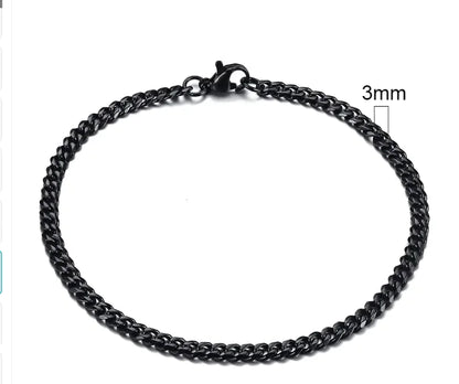 Pulsera de Cadena Cubana Chapada en Oro de Acero Inoxidable para Hombres, Seis Lados 3-11mm