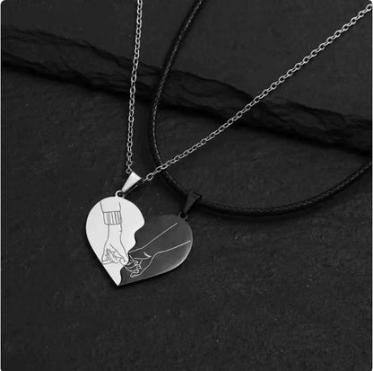 Cadena de Corazón en Blanco y Negro