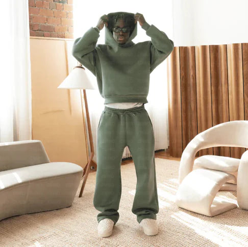 Solid Color Hoodie and Sweatpants Set