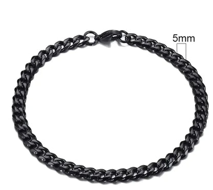 Pulsera de Cadena Cubana Chapada en Oro de Acero Inoxidable para Hombres, Seis Lados 3-11mm